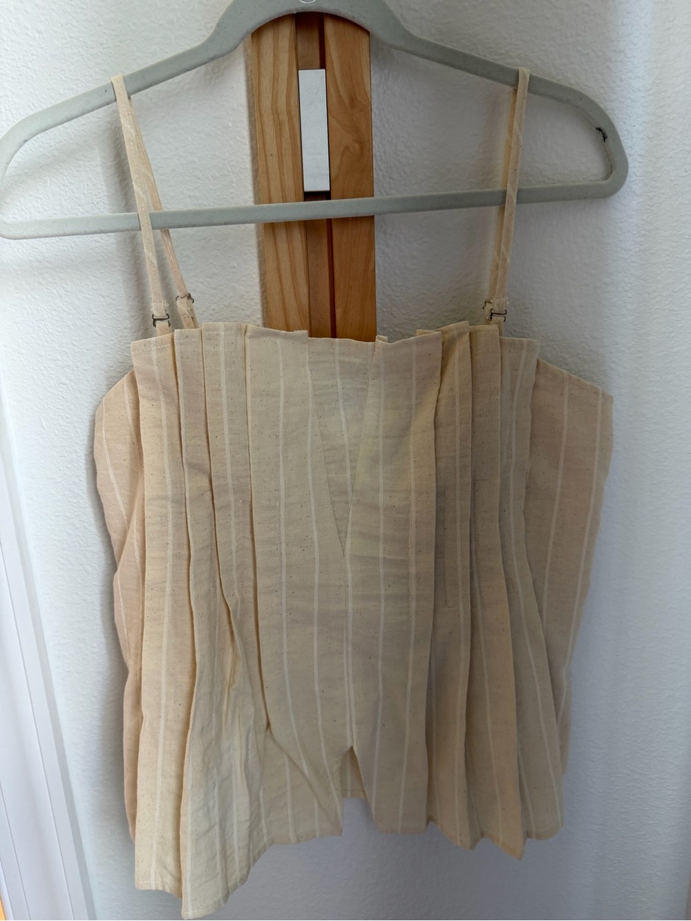 Cream Pleated Spaghetti Strap Top and matching pants Anthropologie